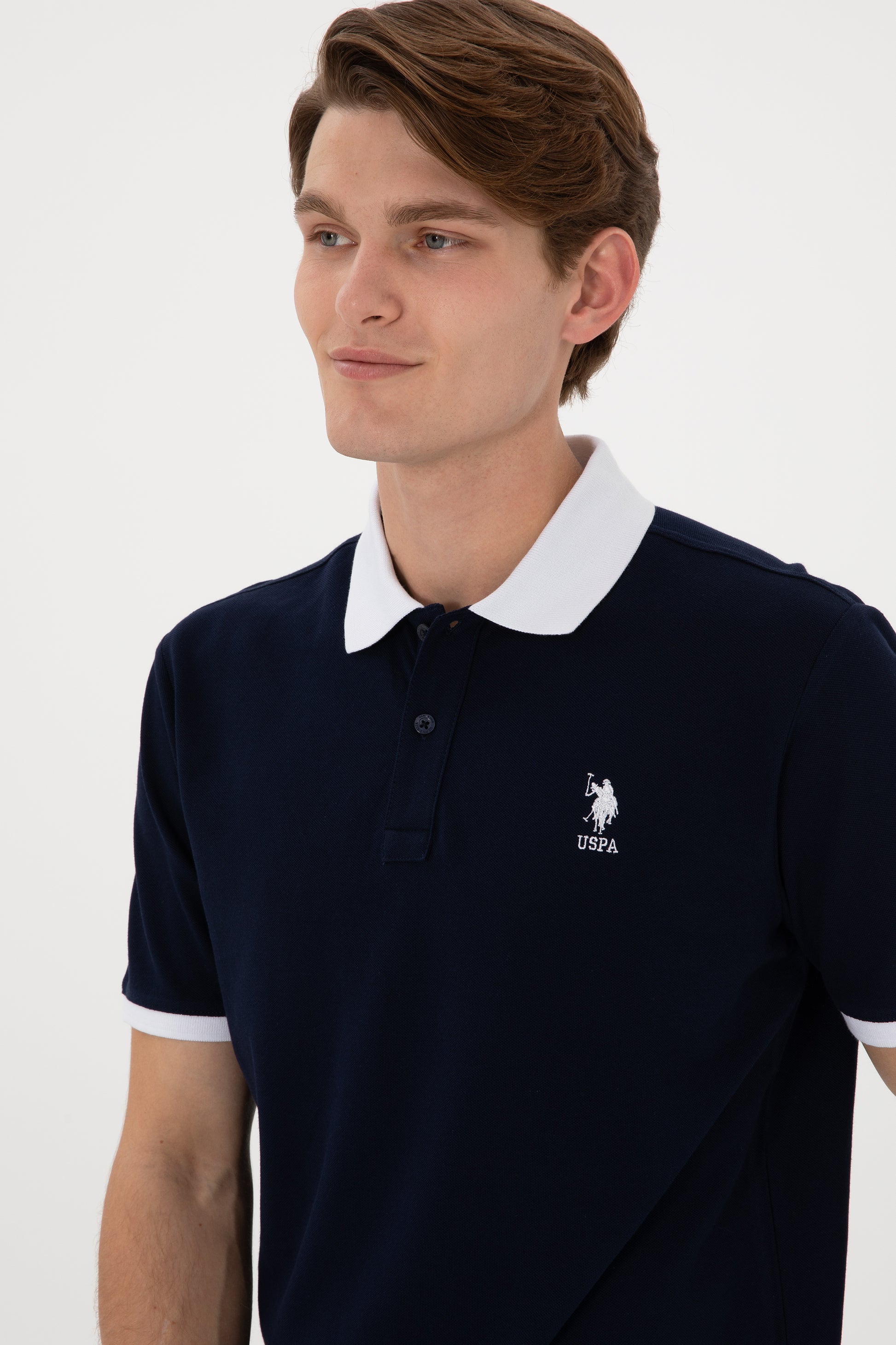 Men's Regular Fit Polo Neck Navy Basic T-Shirt