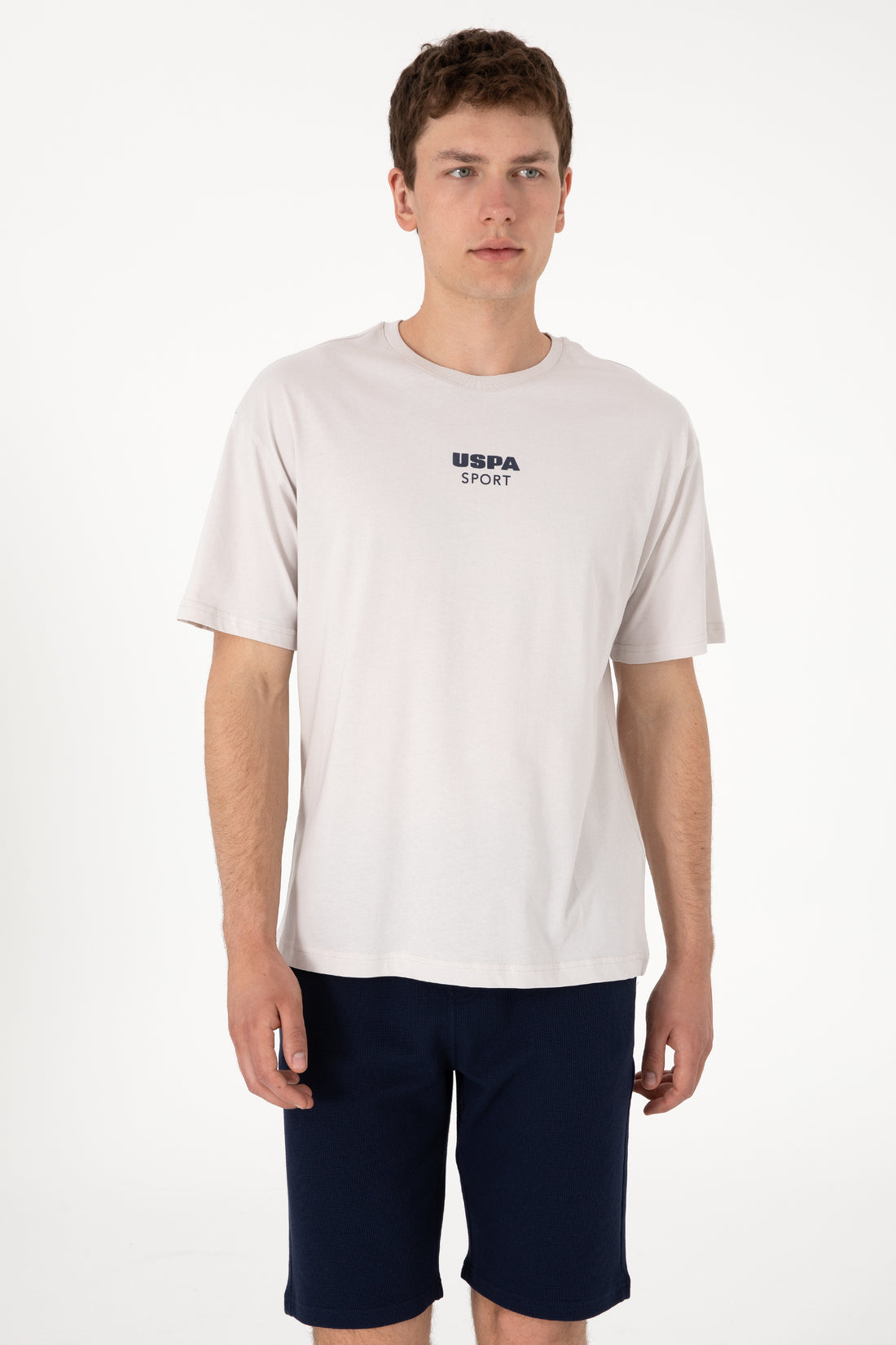 Men's Comfort Fit Crew Neck Light Grey T-Shirt