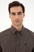 Men's Brown Long Sleeve Basic Shirt