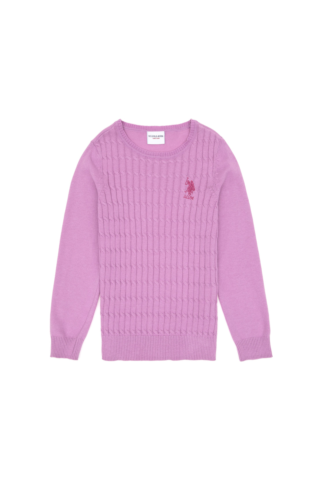 Girls' Lilac Basic Crew Neck Sweater