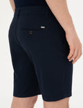 Navy Blue Slim Fit Woven Shorts