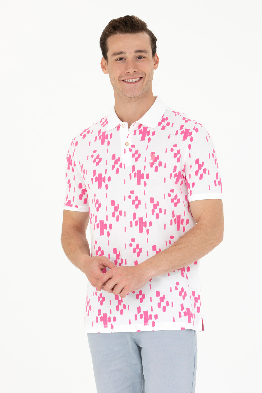 Men's Pink Polo Neck T-Shirt