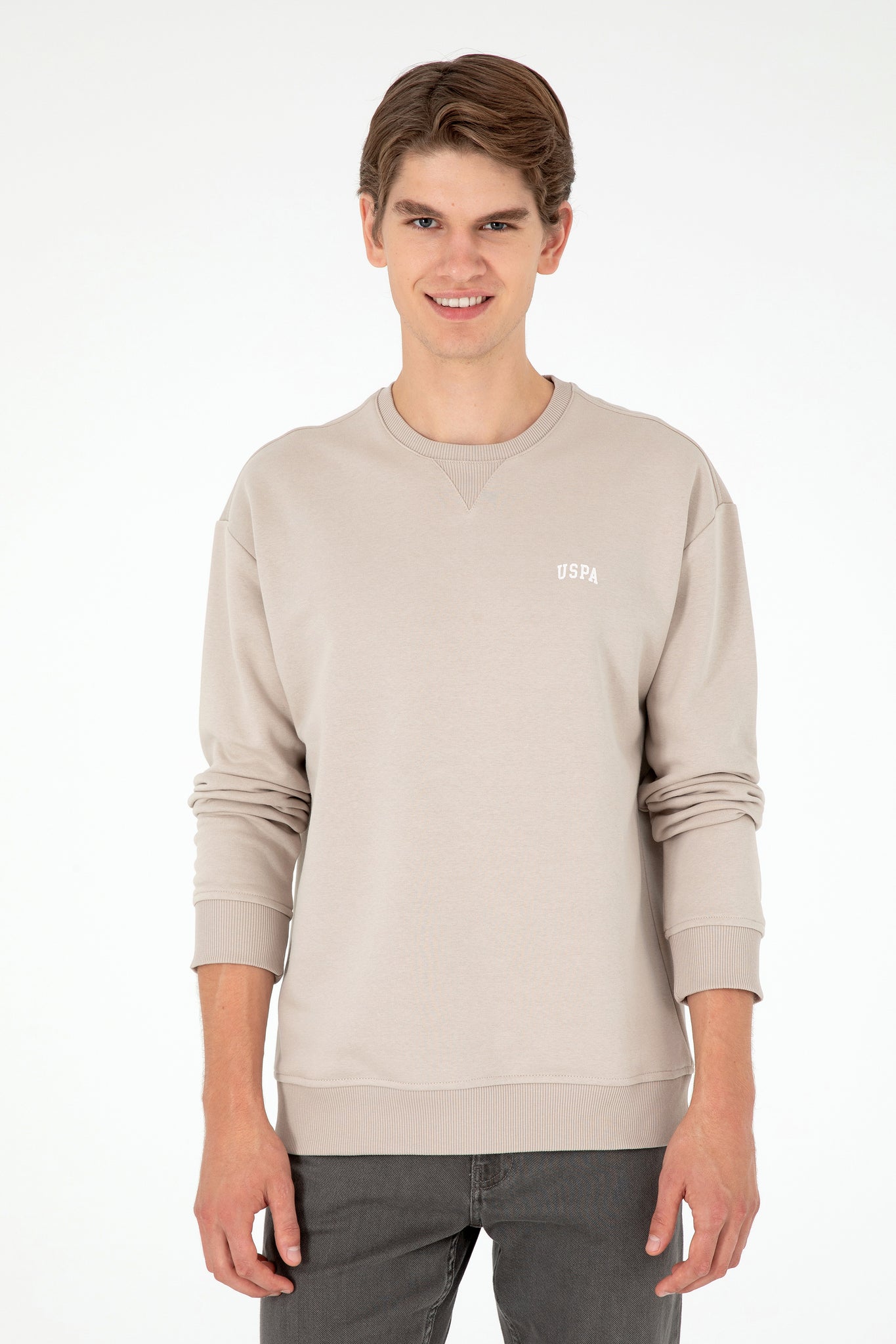 Comfort Fit Crew Neck Charcoal Stone Basic Sweatshirt