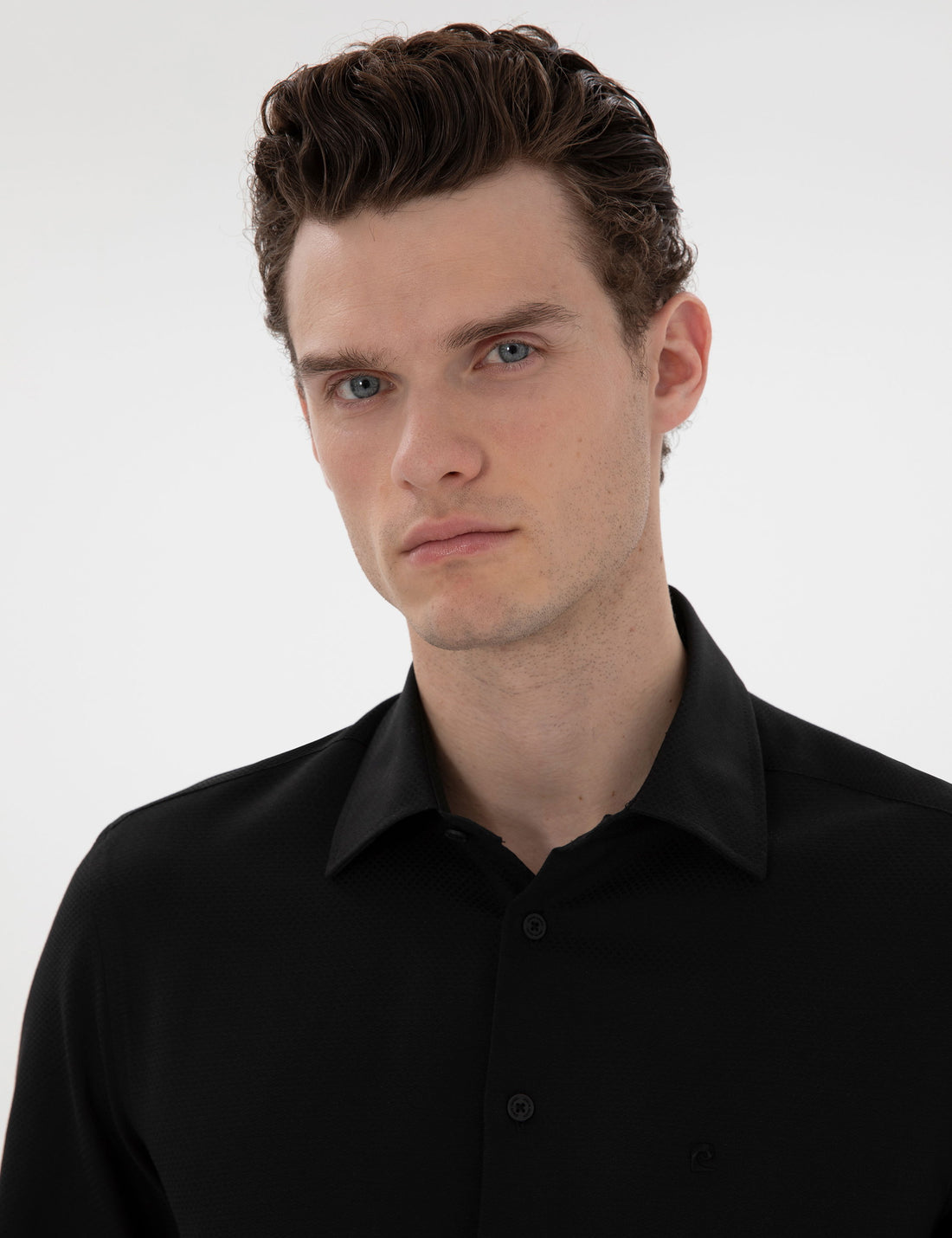 White Italian Collar Ruffle Long Sleeve Shirt