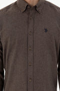 Men's Brown Long Sleeve Basic Shirt