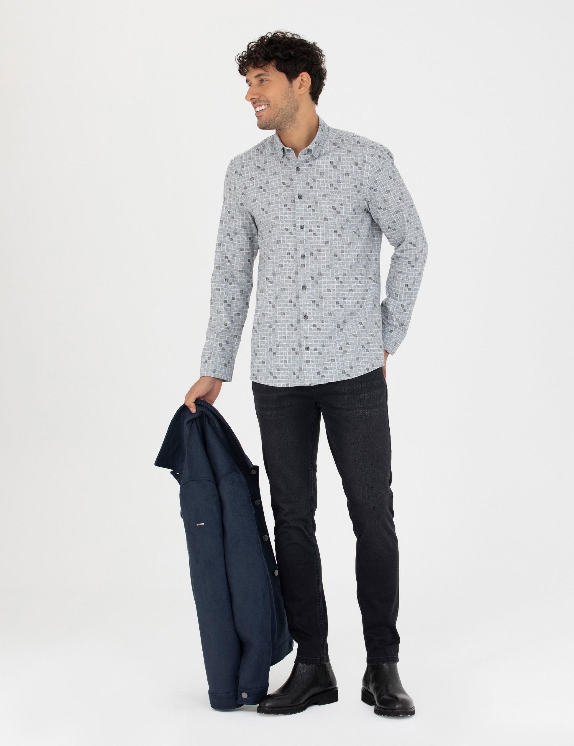 Blue Slim Fit Long Sleeve Shirt
