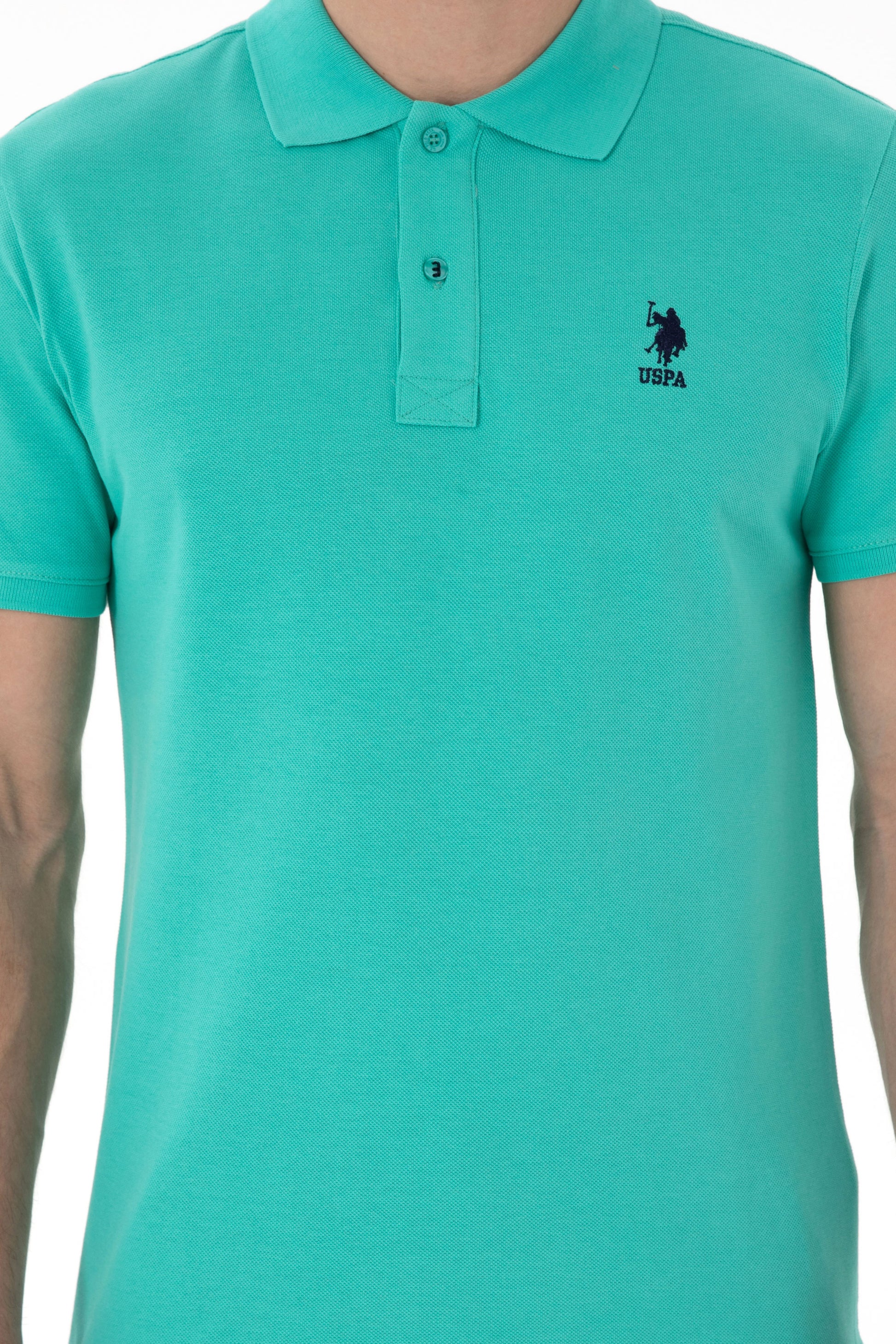 Men's Slim Fit Polo Neck Mint Basic T-Shirt