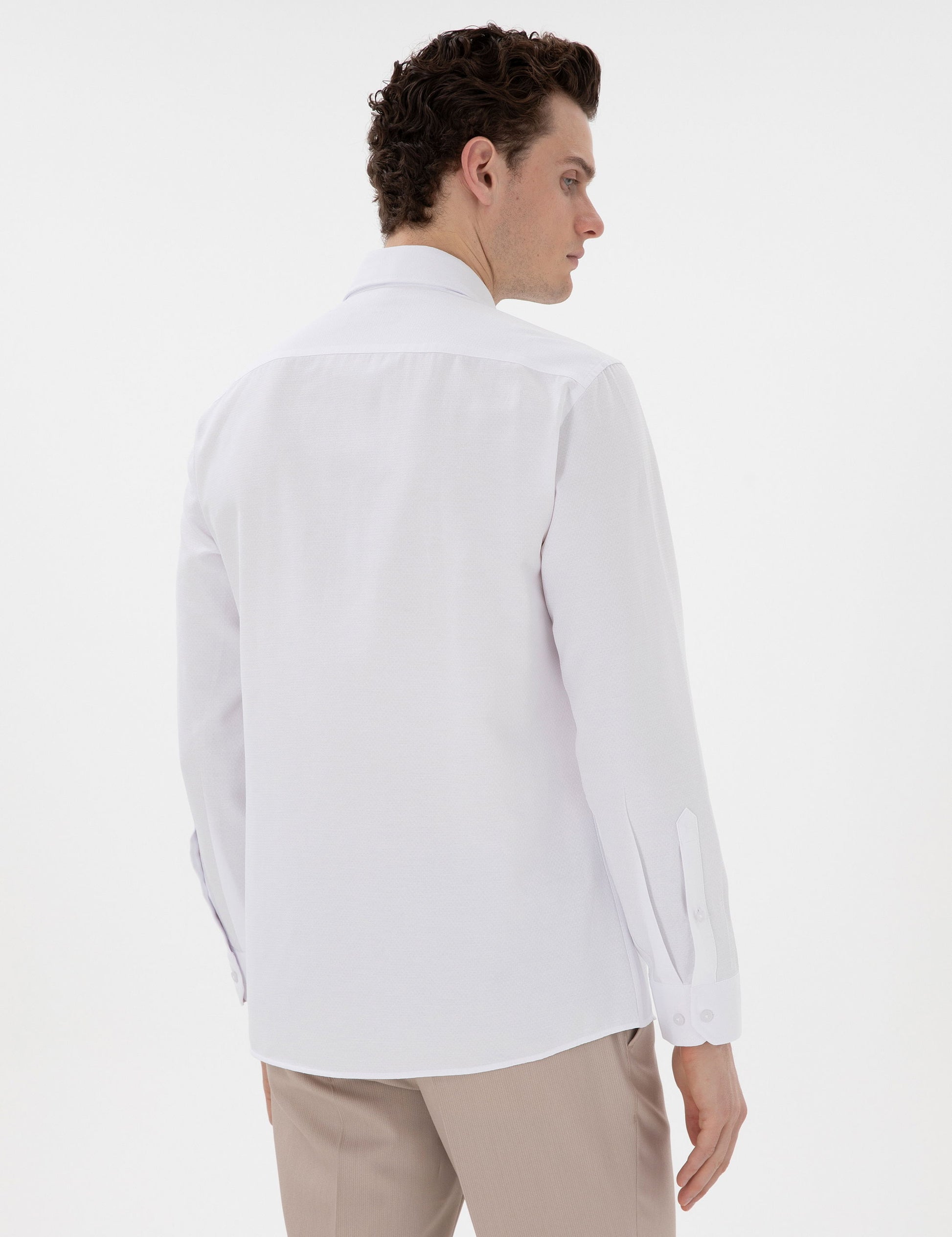 White Italian Collar Ruffle Long Sleeve Shirt