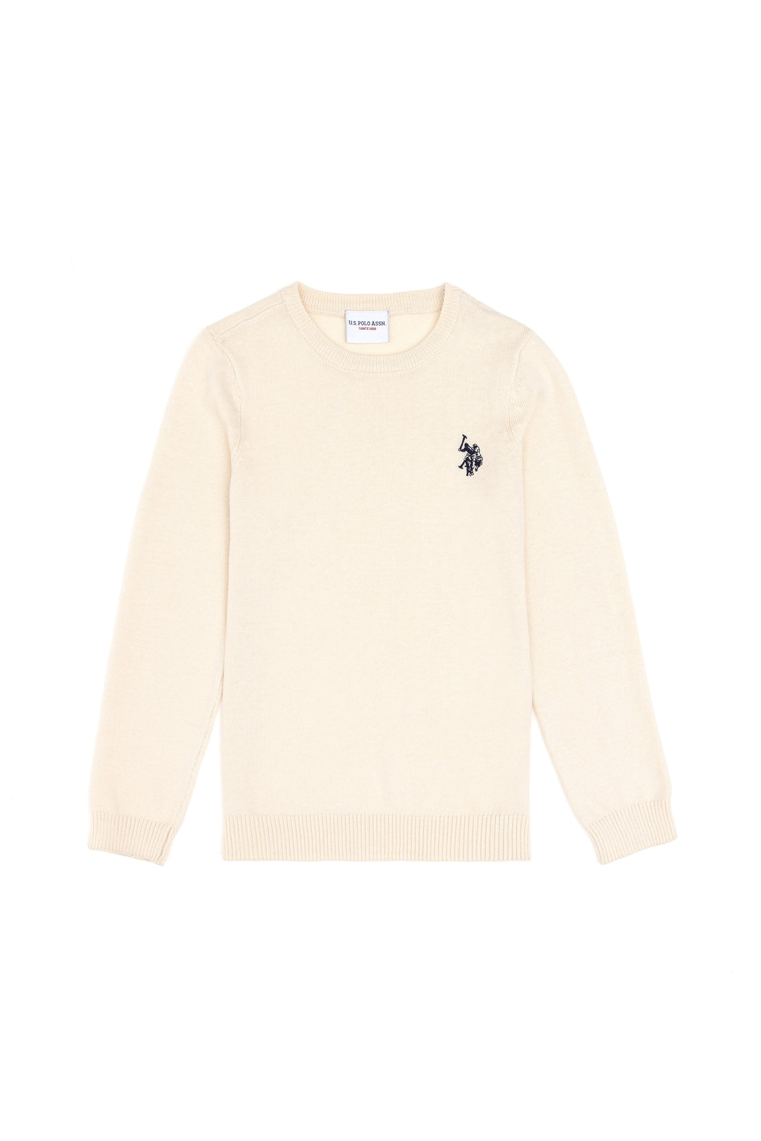 Girls' Cream Crew Neck Basic Sweater