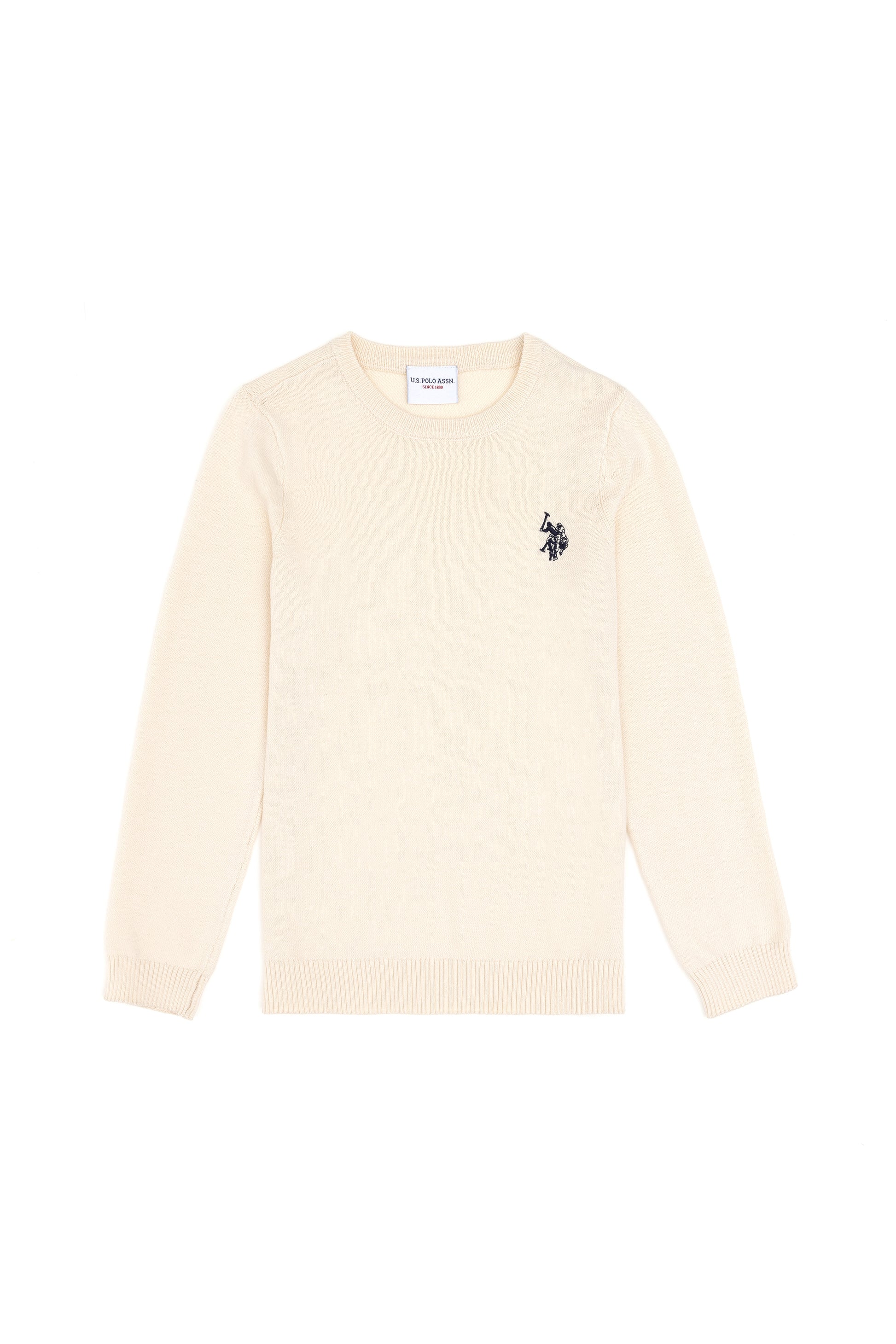 Girls' Cream Crew Neck Basic Sweater