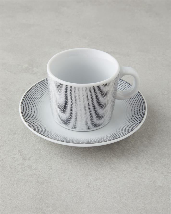 Elisa Porcelain Coffee Cup Set 12 Pieces 6 Seater Black