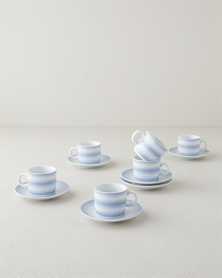 Elisa Porcelain Coffee Cup Set 12 Pieces 6 Seater Blue