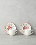 Elvina Bone Porcelain 4 Pieces 2 Seater Coffee Cup Set 90 ml Colorful
