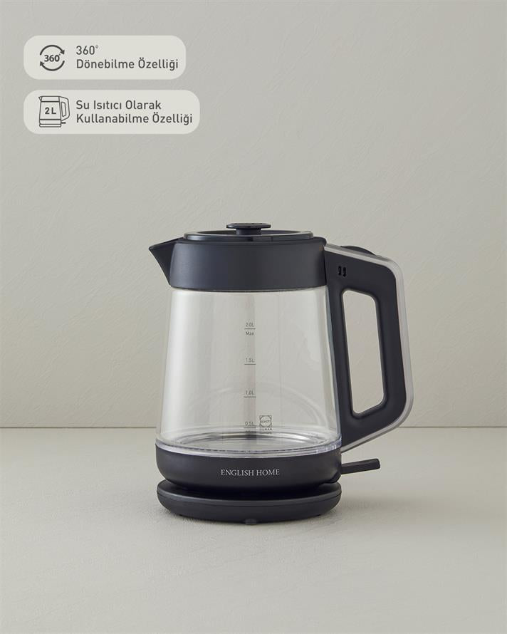 English Home CMK 6001 Glass Tea Maker and Kettle Black-Chrome