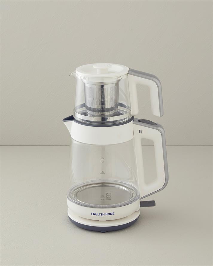 English Home CMK 6001 Glass Tea Maker and Kettle White-Chrome