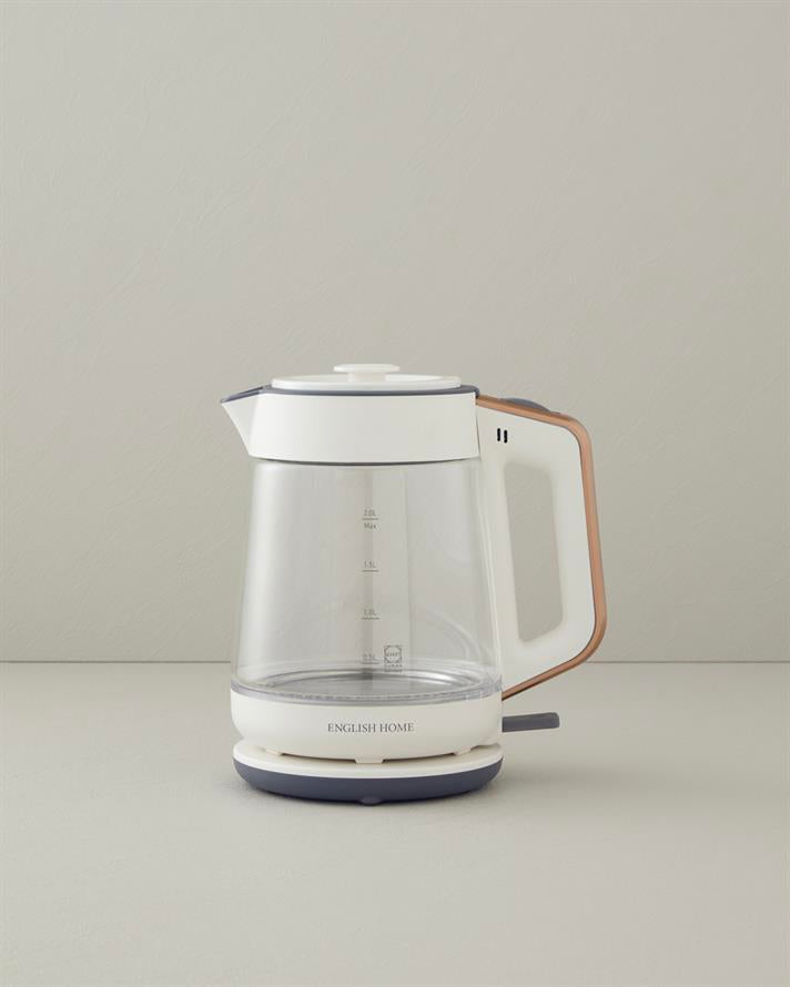 English Home CMK 6001 Glass Tea Maker and Kettle White-Copper