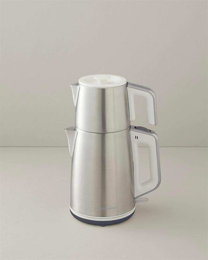 English Home CMK 6010 Inox Tea Maker and Kettle White-Chrome