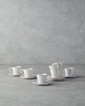 Evie Bone Porcelain 12 Piece 6 Seater Coffee Cup Set Orange-Blue