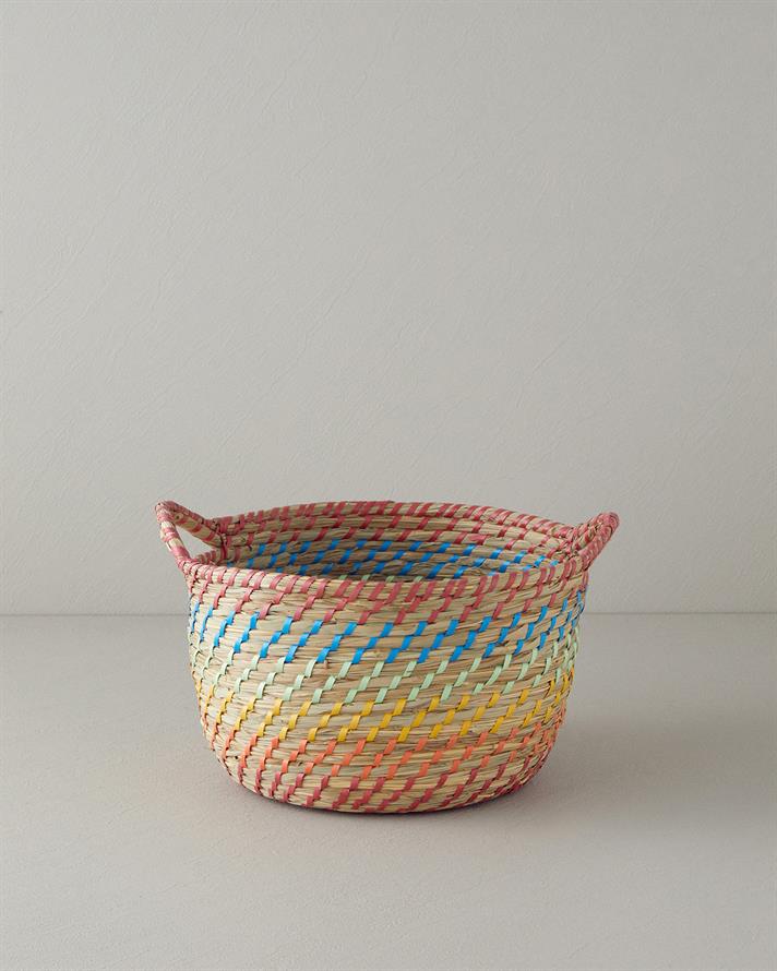 Exotic Lines Wicker Basket Multicolor