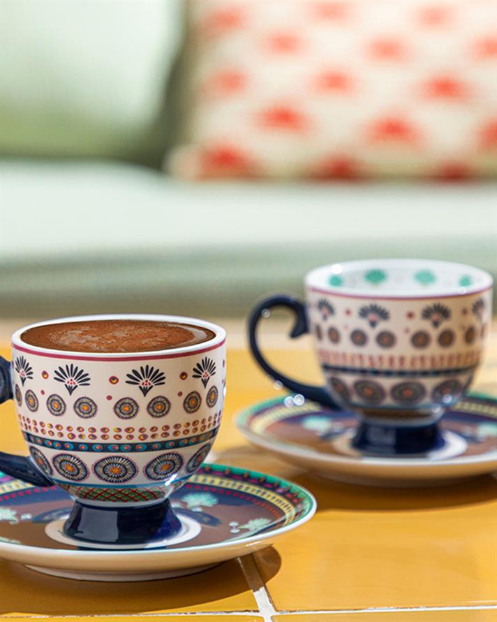 Exotic Wild New Bone China Coffee Cup Set 4 Pieces 2 Seater Yellow