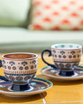 Exotic Wild New Bone China Coffee Cup Set 4 Pieces 2 Seater Yellow