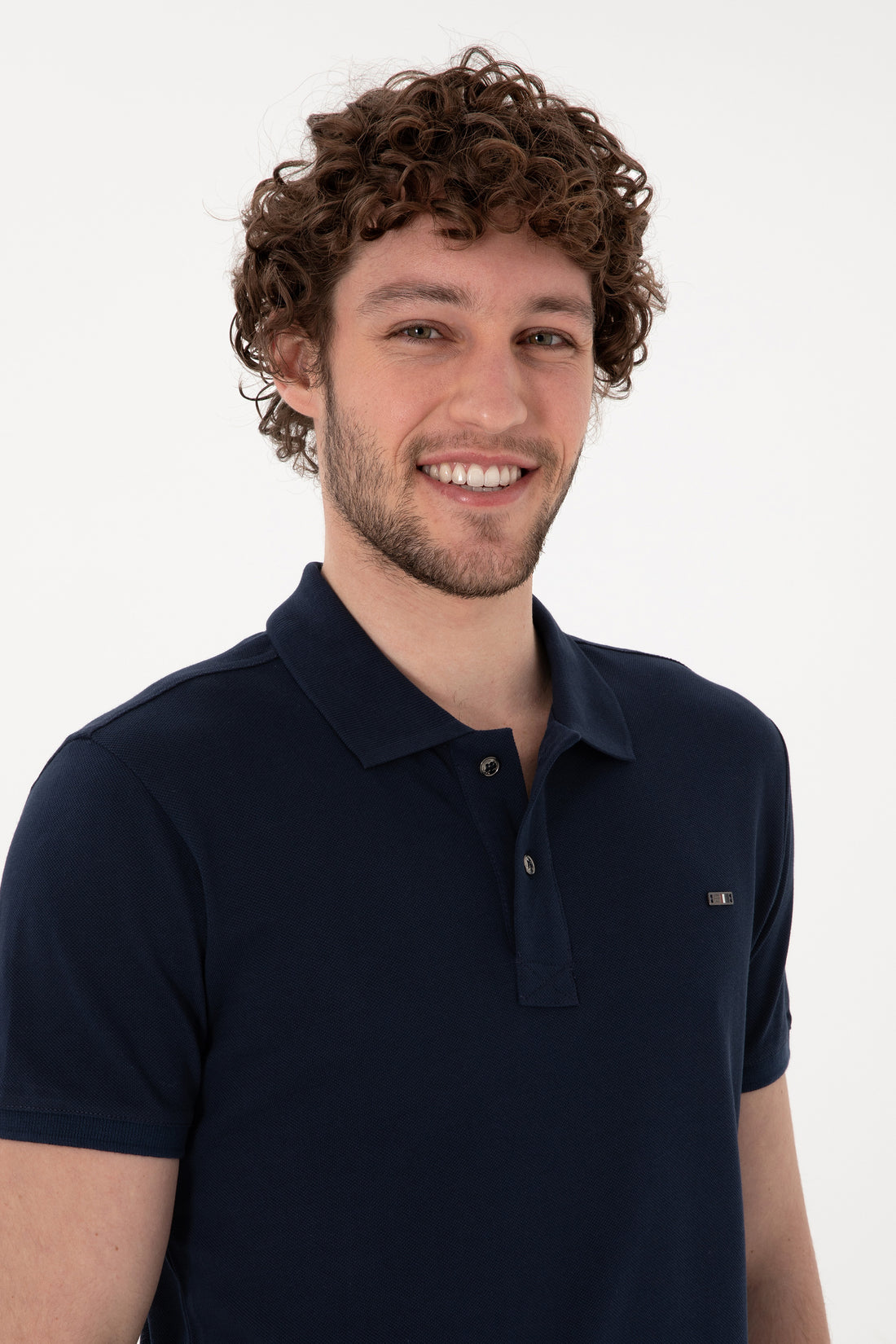 Men's Slim Fit Polo Neck Navy Basic T-Shirt