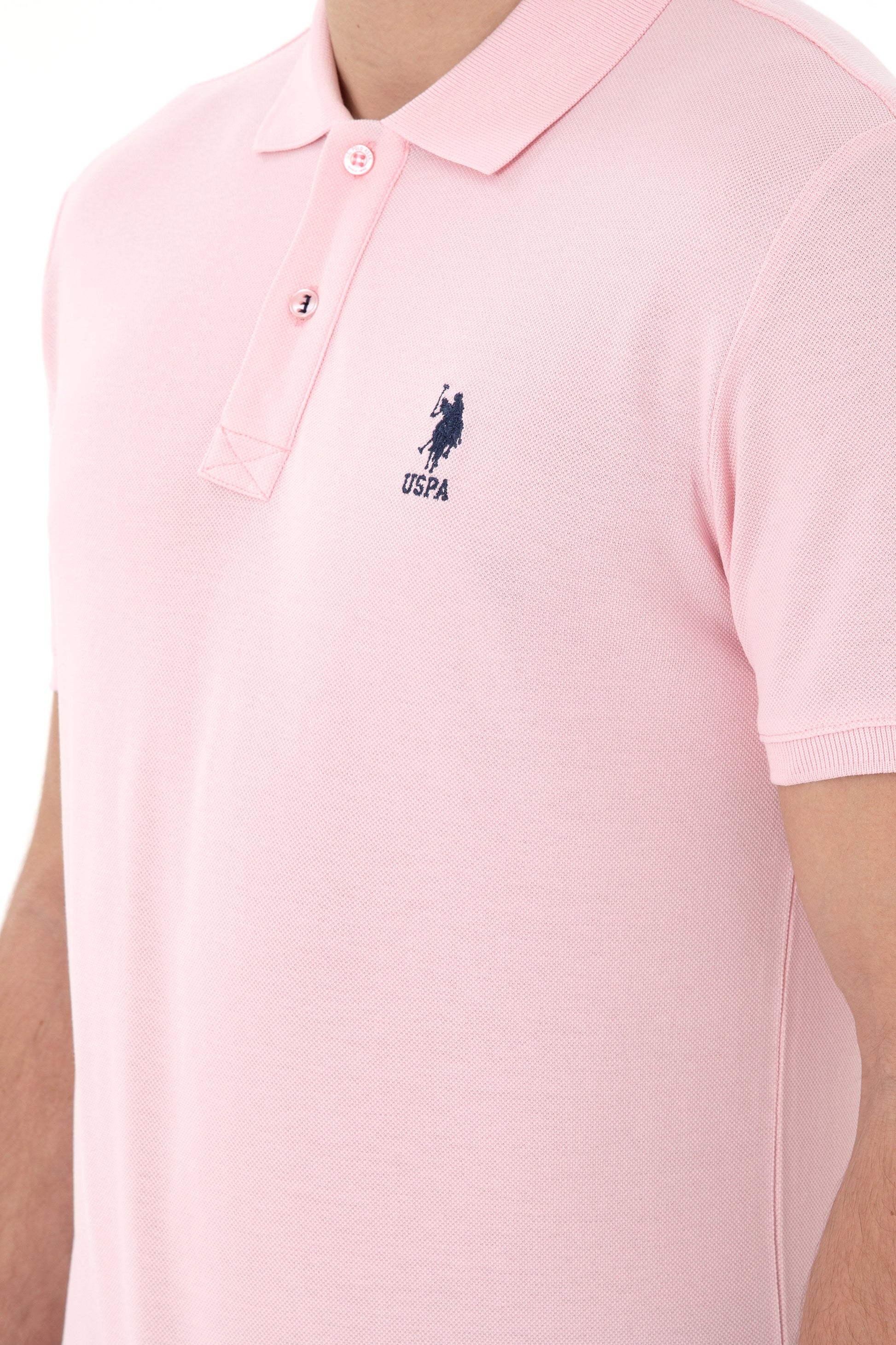 Men's Slim Fit Polo Neck Light Pink Basic T-Shirt
