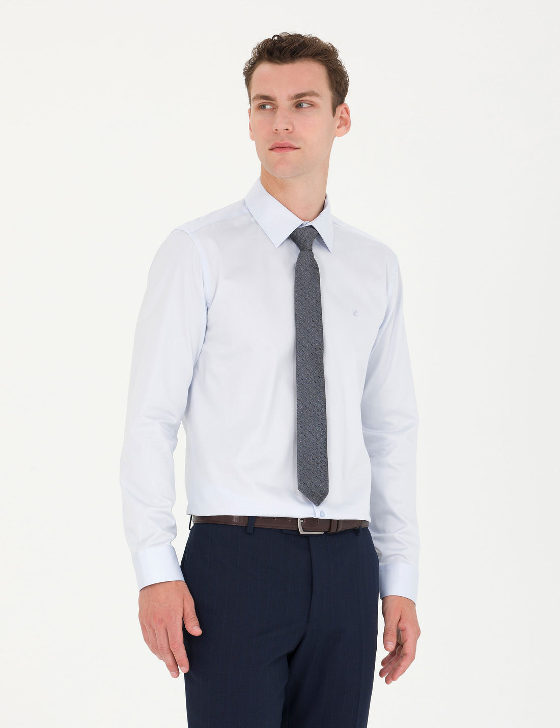 Light Blue Slim Fit Long Sleeve Basic Shirt