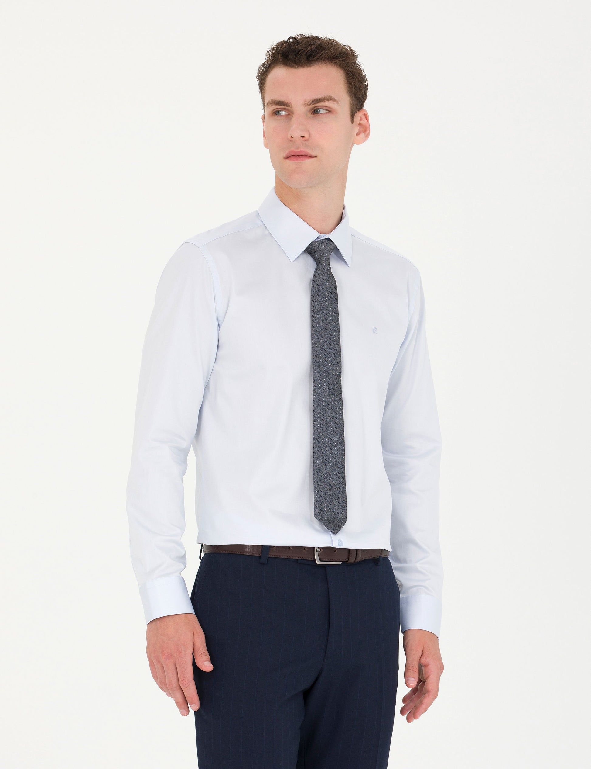 Light Blue Slim Fit Long Sleeve Basic Shirt