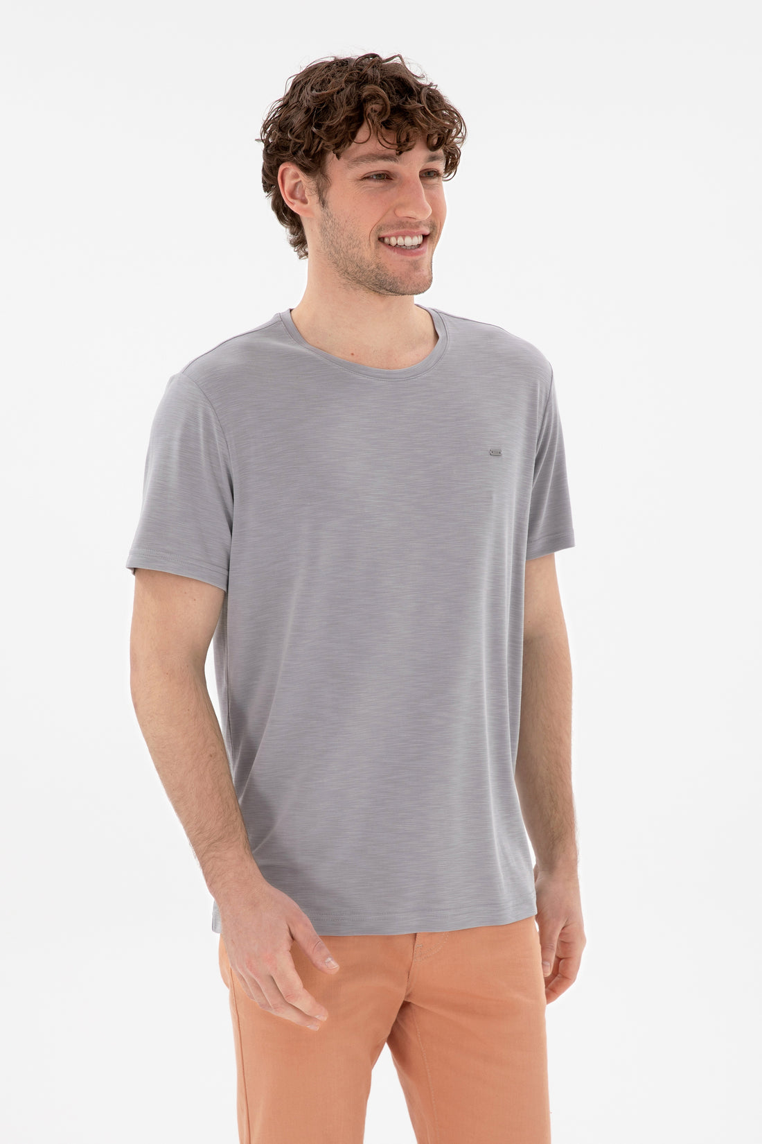Men's Regular Fit Crew Neck Modal Dark Gray Basic T-Shirt
