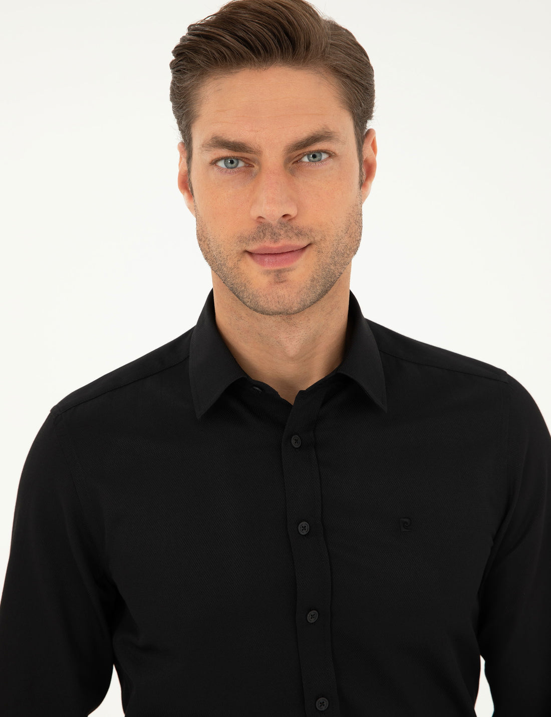 Black Slim Fit Chunky Long Sleeve Shirt