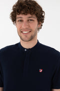 Men's Regular Fit Dominant Collar Navy Basic T-Shirt