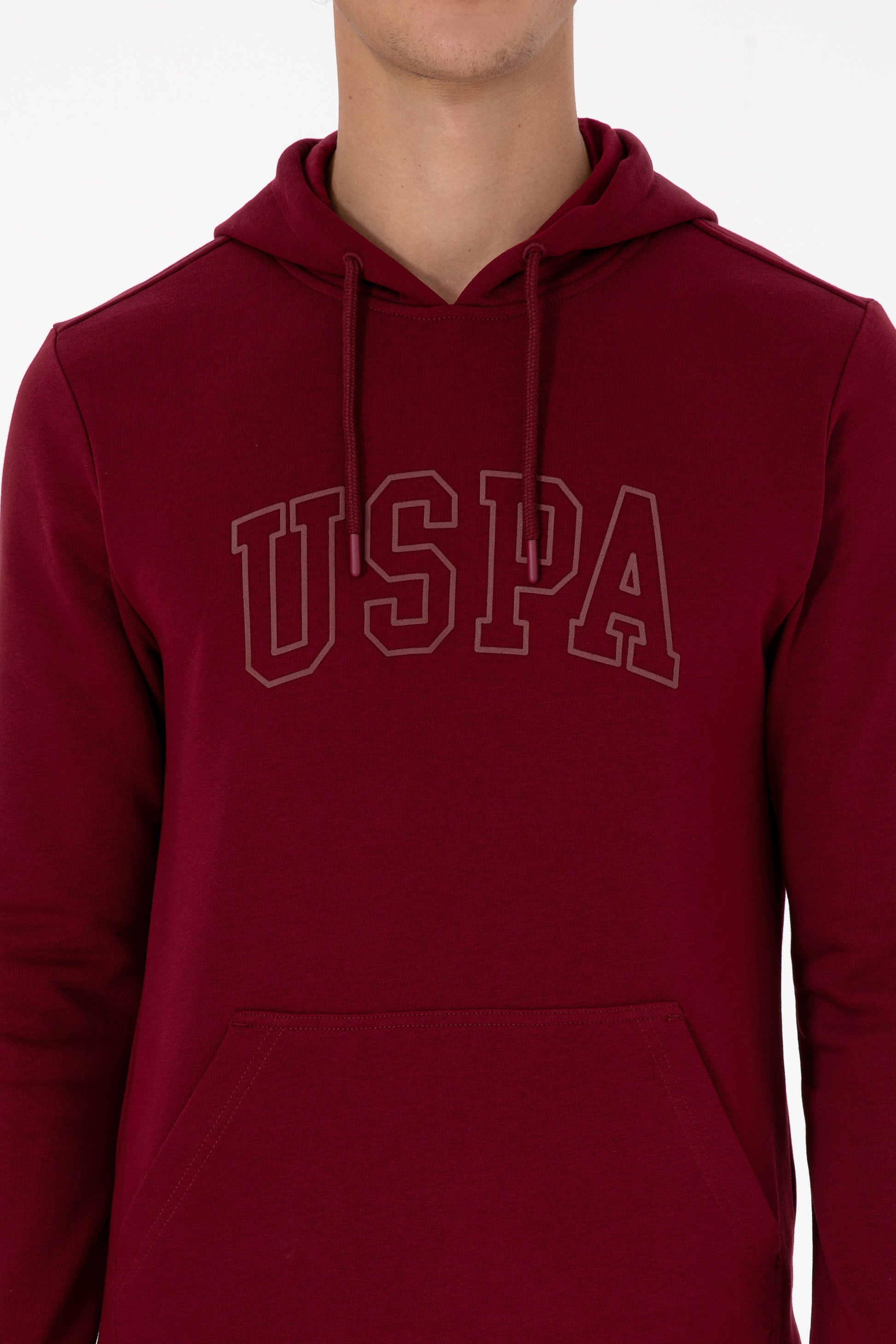 Erkek Regular Fit Kapüşonlu Bordo Basic Sweatshirt