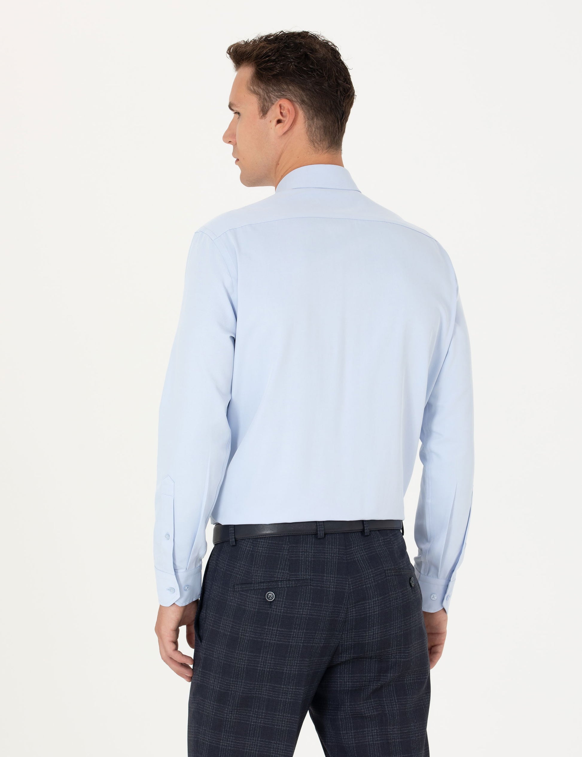 Light Blue Regular Fit Long Sleeve Basic Shirt