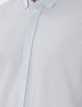 Light Blue Slim Fit Striped Long Sleeve Shirt