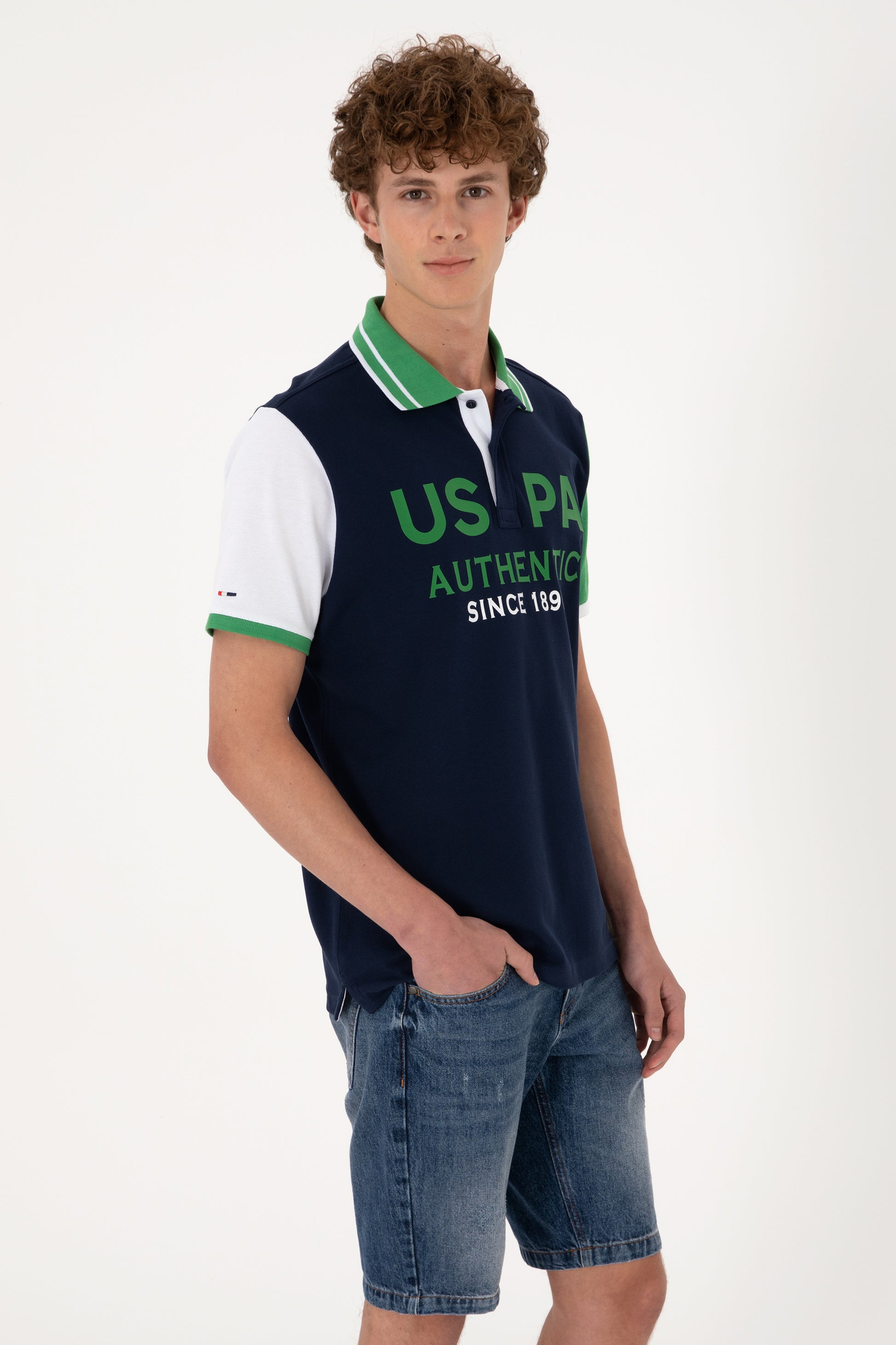Men's Regular Fit Polo Neck Navy T-Shirt