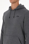 Erkek Regular Fit Kapüşonlu Antrasit Melanj Basic Sweatshirt