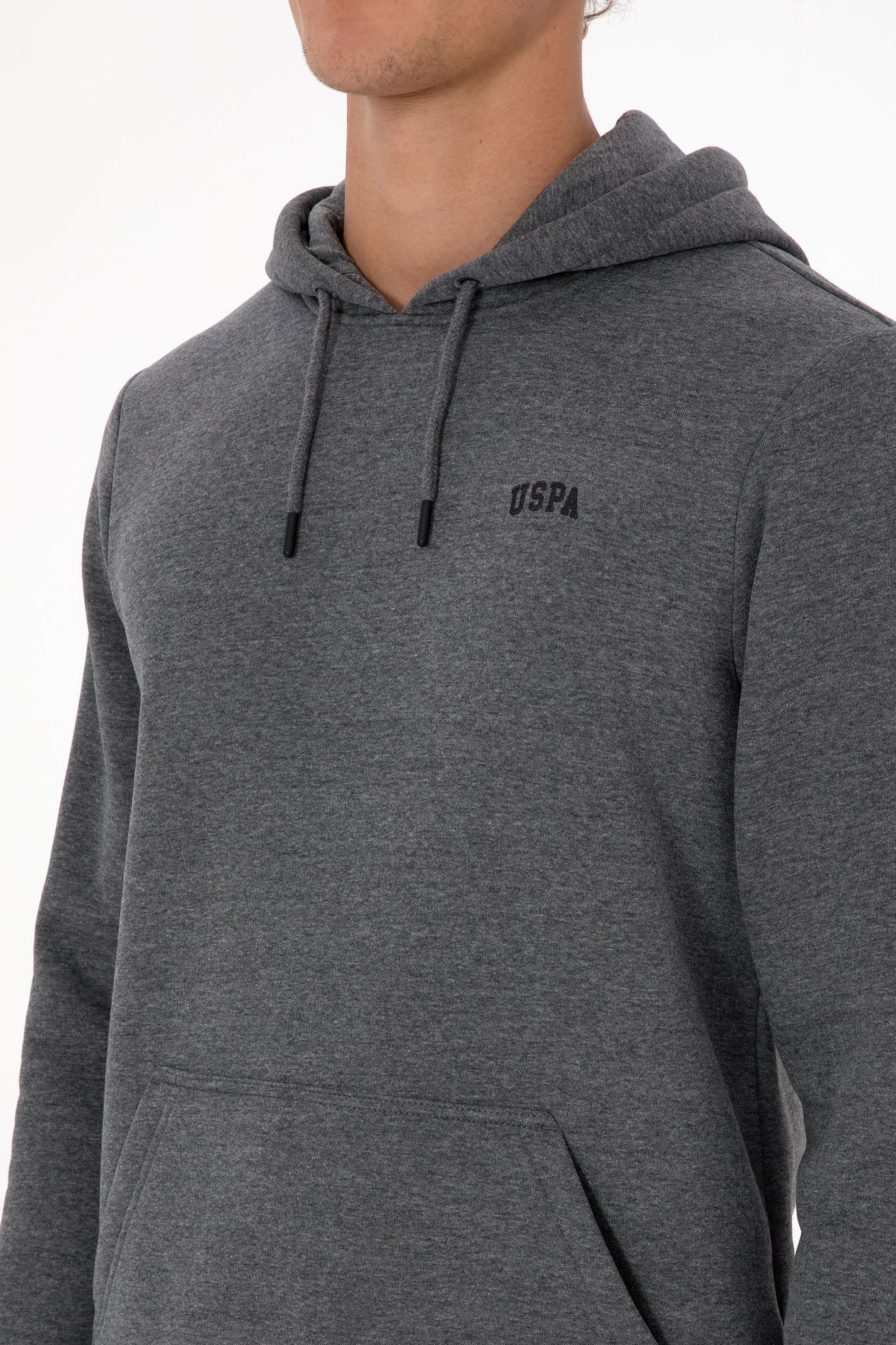Erkek Regular Fit Kapüşonlu Antrasit Melanj Basic Sweatshirt