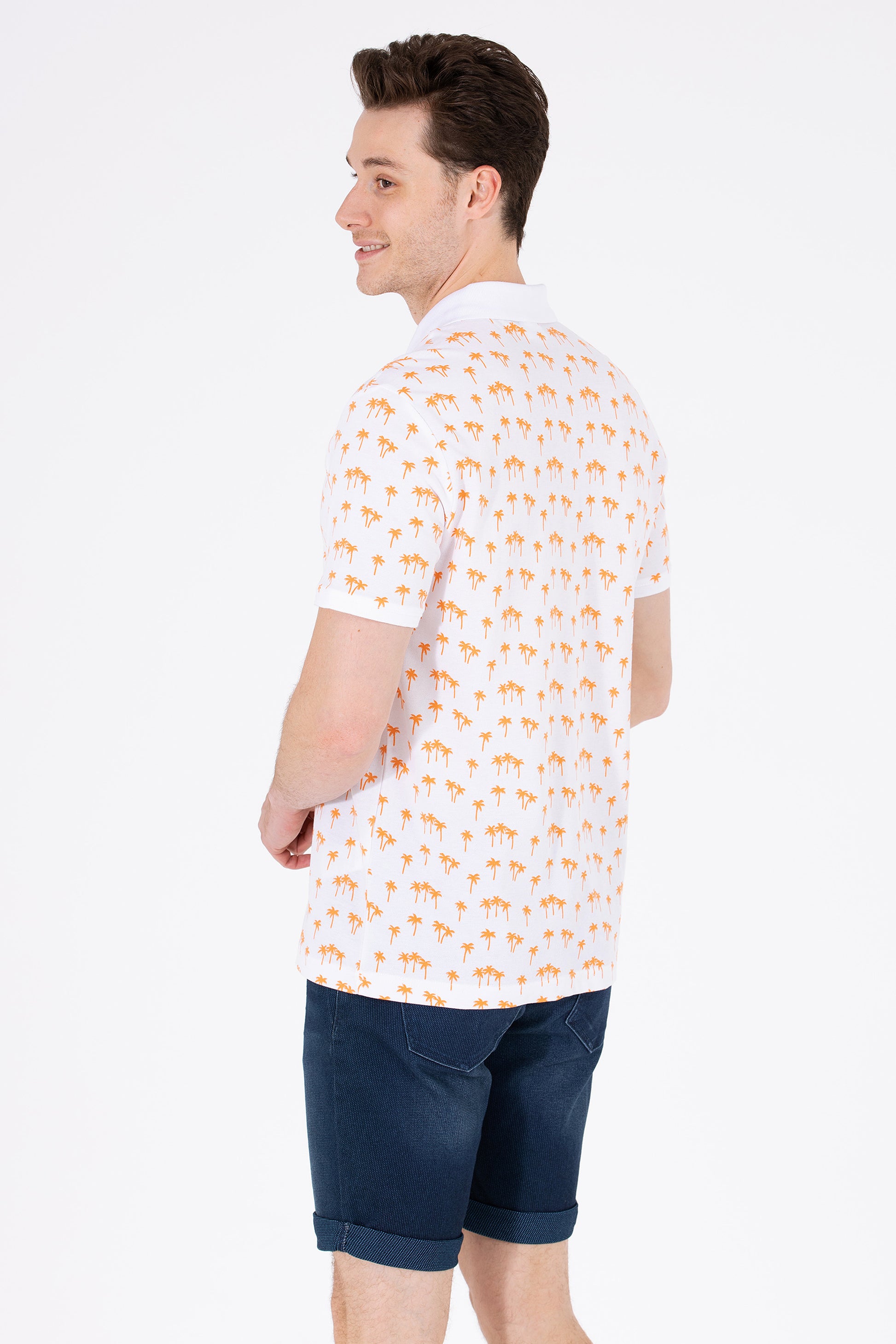 Men's Orange Polo Neck T-Shirt