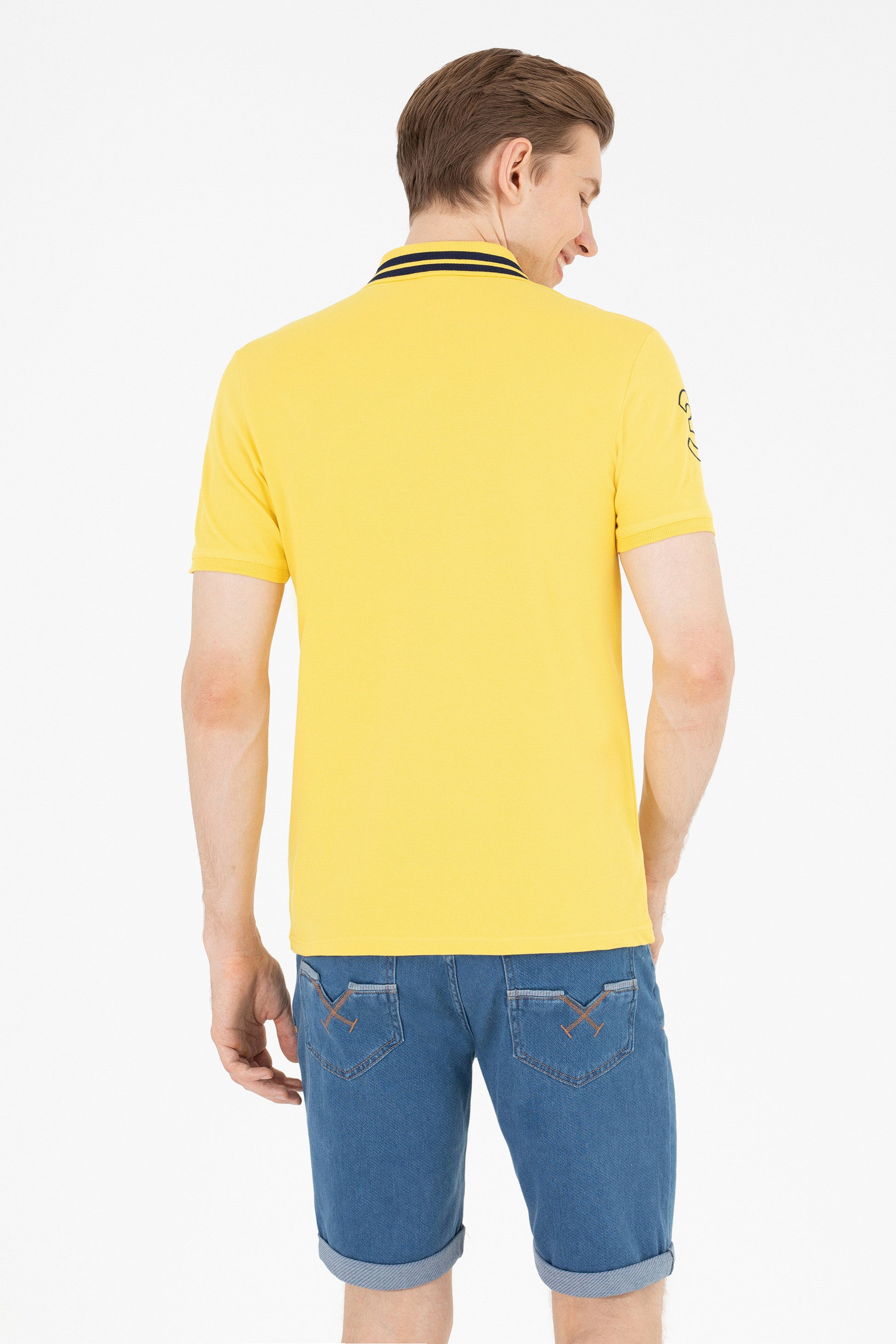 Men's Dark Yellow Basic Polo Neck T-Shirt