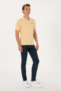Men's Regular Fit Polo Neck Beige T-Shirt
