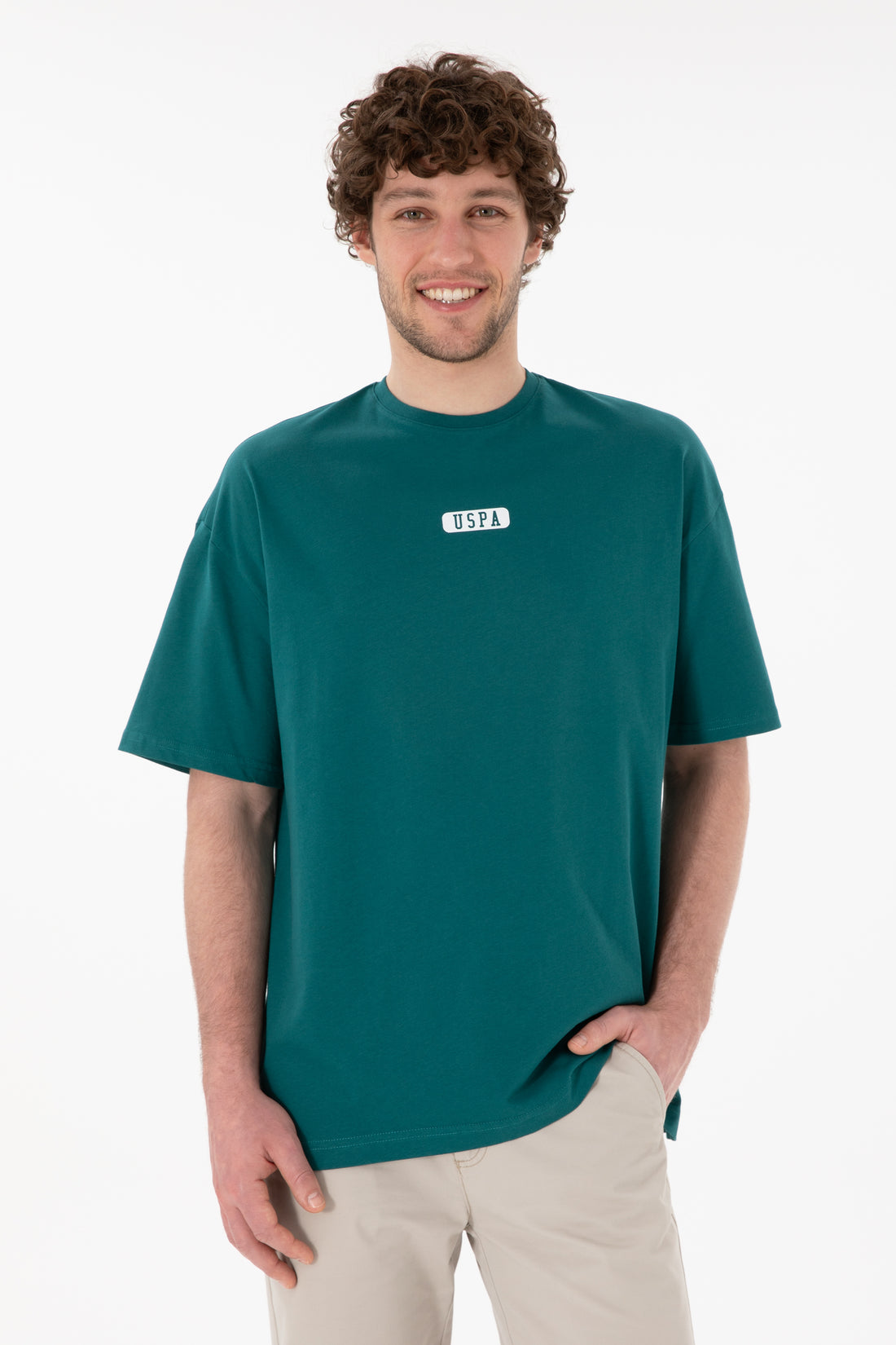 Men's Oversize Fit Crew Neck Dark Green T-shirt