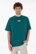 Men's Oversize Fit Crew Neck Dark Green T-shirt