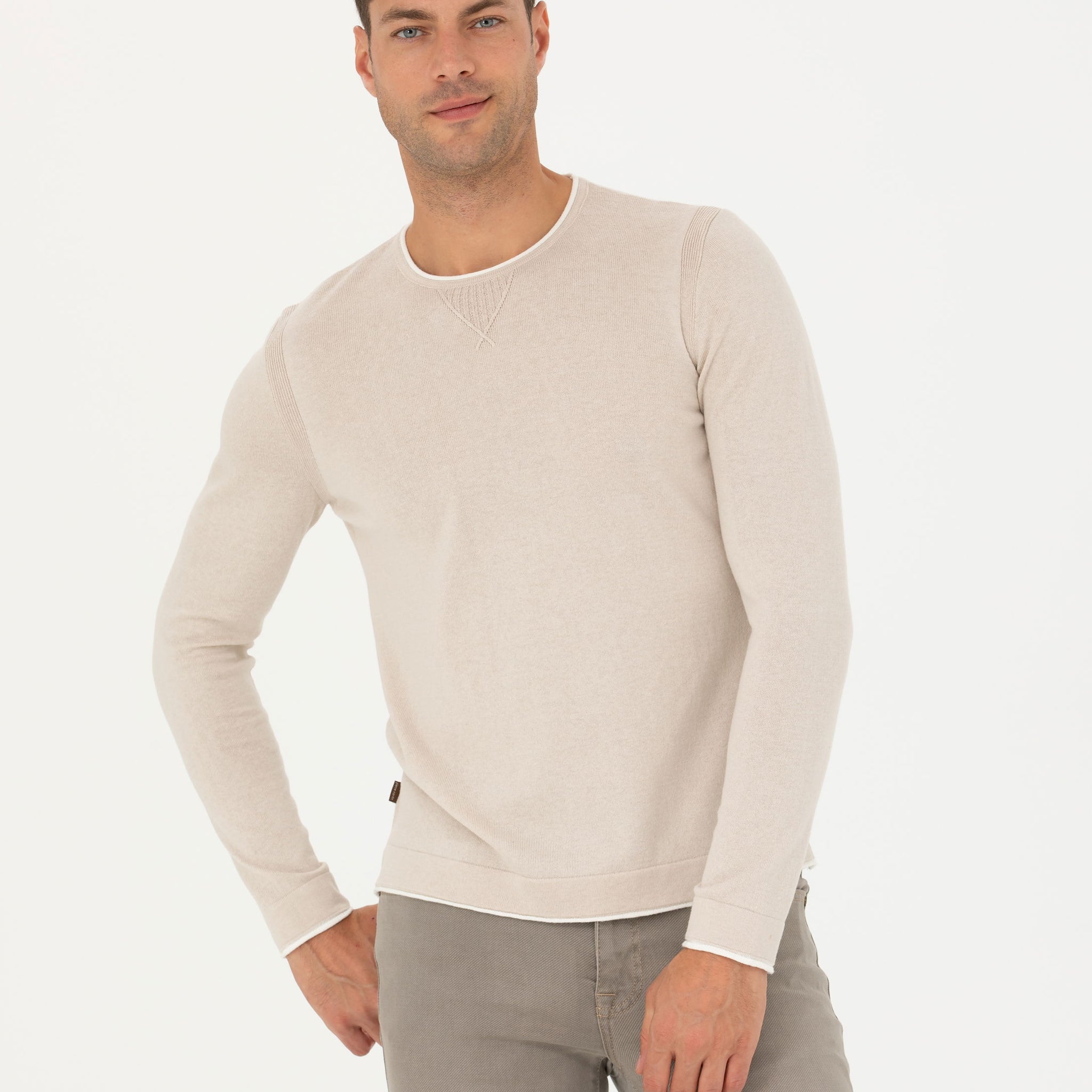 Beige Slim Fit Knitwear Sweater