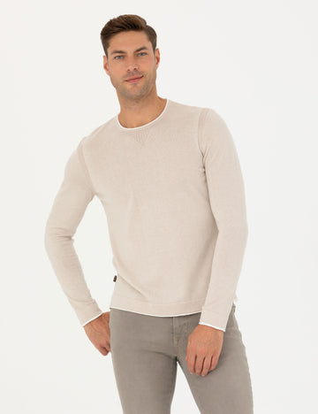 Beige Slim Fit Knitwear Sweater