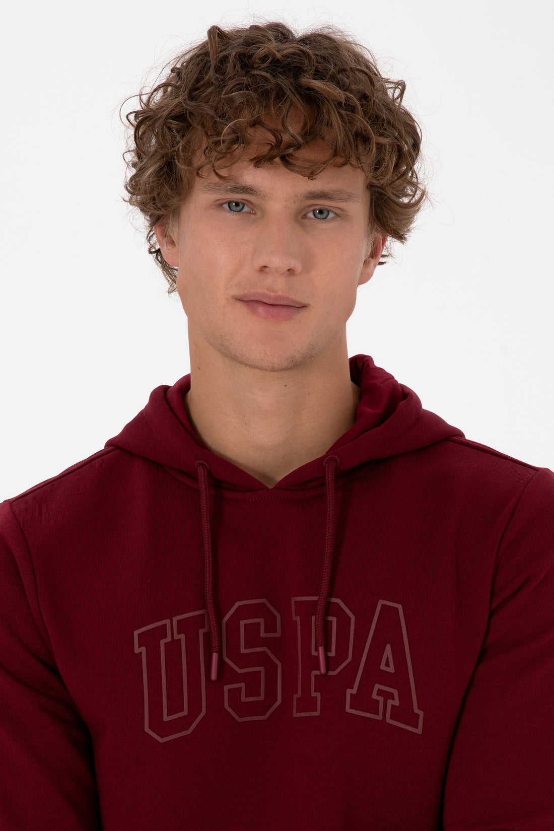Erkek Regular Fit Kapüşonlu Bordo Basic Sweatshirt