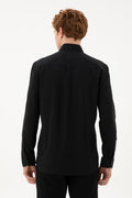 Men's Linen Look Black Basic Shirt