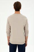 Men's Comfort Fit Crew Neck Stone Basic Sweatshirt