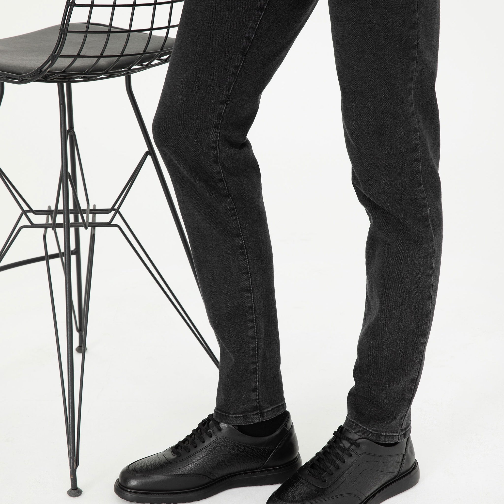 Black 100% Leather Casual Shoes