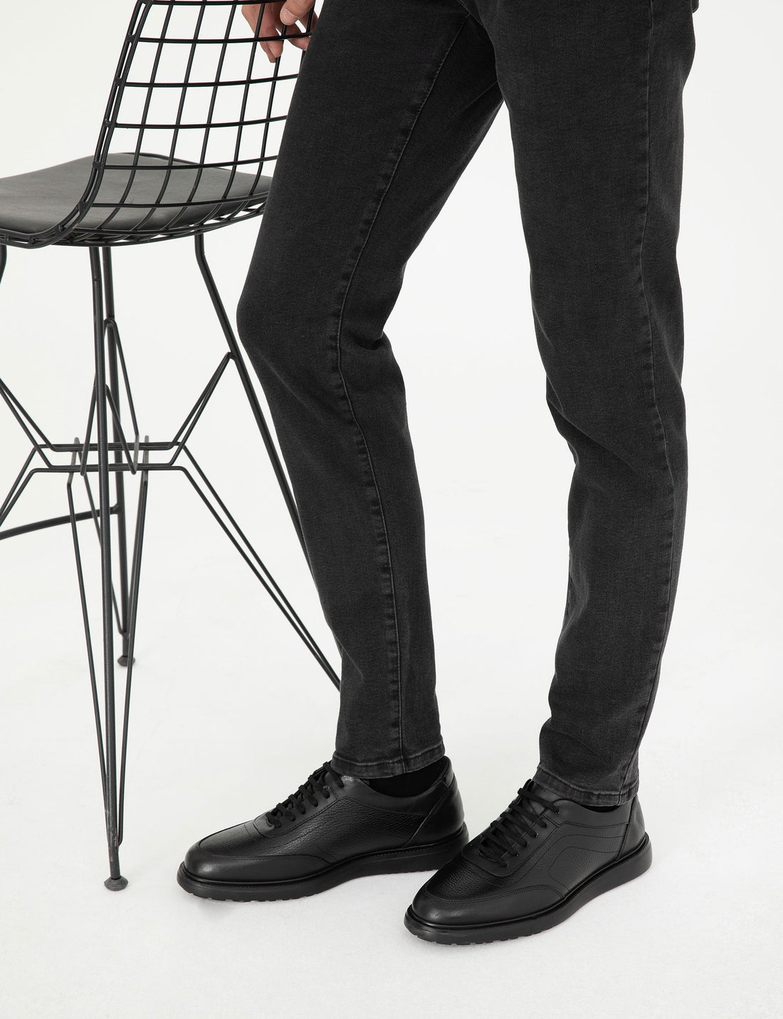 Black 100% Leather Casual Shoes